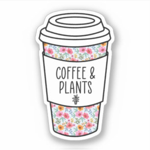 Koffie en Planten, Plant Lady, Tuinieren Cadeau Sticker
