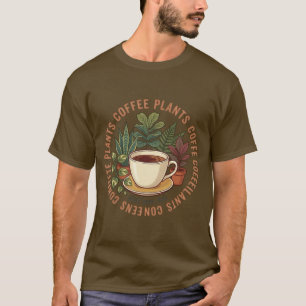 Koffie en Planten Retro Botanische Plantenliefhebb T-shirt