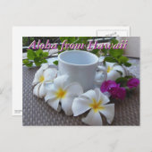 Koffie en plumerias van Hawaii Kona Briefkaart (Voorkant / Achterkant)