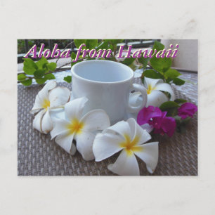 Koffie en plumerias van Hawaii Kona Briefkaart