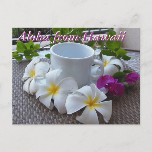 Koffie en plumerias van Hawaii Kona Briefkaart (Voorkant)