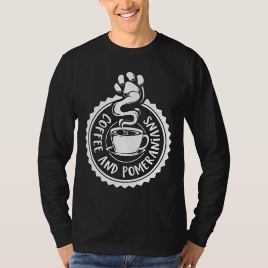 Koffie en Pommeren T-shirt (Voorkant)