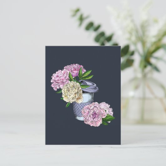 Koffie en pony's briefkaart (Staand voorkant)