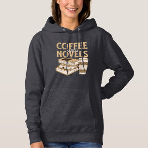 koffie en roman grappige vintage boek lezen hoodie