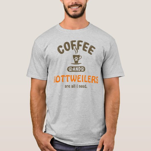 Koffie en rottweilers T-shirt (Voorkant)