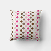 Koffie en roze kleurrijke poka Dots Pillow Kussen (Achterkant)