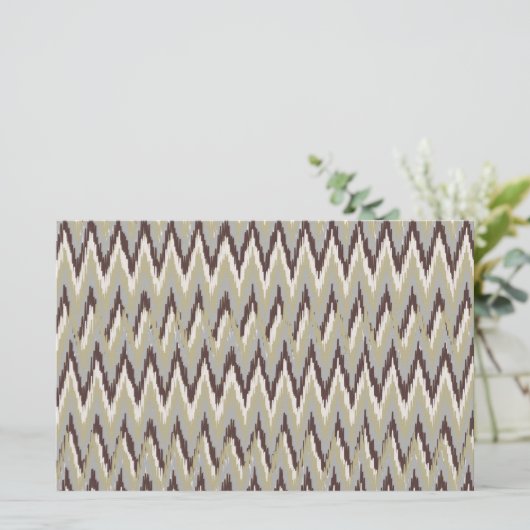 Koffie- en Sage-iKat ZigZag-patroon Briefpapier (Staand voorkant)