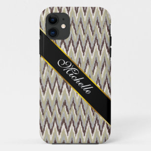 Koffie- en Sage-iKat ZigZag-patroon Case-Mate iPhone Case