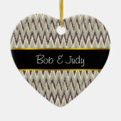 Koffie- en Sage-iKat ZigZag-patroon Keramisch Ornament (Voorkant)