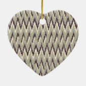 Koffie- en Sage-iKat ZigZag-patroon Keramisch Ornament (Achterkant)