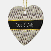 Koffie- en Sage-iKat ZigZag-patroon Keramisch Ornament (Links)