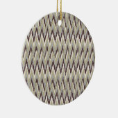 Koffie- en Sage-iKat ZigZag-patroon Keramisch Ornament (Rechts)