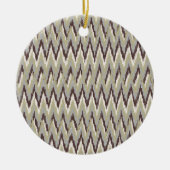 Koffie- en Sage-iKat ZigZag-patroon Keramisch Ornament (Voorkant)