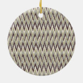 Koffie- en Sage-iKat ZigZag-patroon Keramisch Ornament (Achterkant)