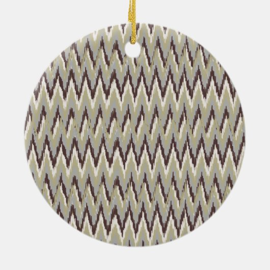 Koffie- en Sage-iKat ZigZag-patroon Keramisch Ornament (Achterkant)