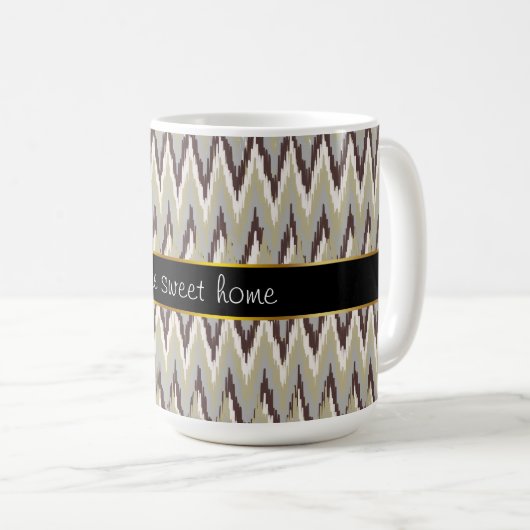 Koffie- en Sage-iKat ZigZag-patroon Koffiemok (Voorkant rechts)