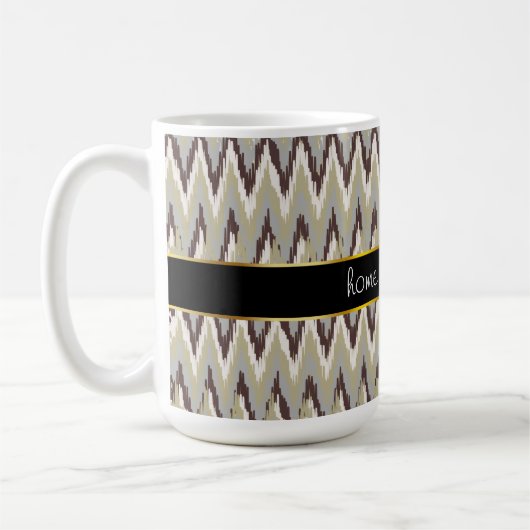 Koffie- en Sage-iKat ZigZag-patroon Koffiemok (Links)