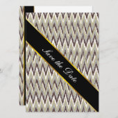 Koffie- en Sage-iKat ZigZag-patroon Save The Date (Voorkant / Achterkant)