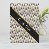 Koffie- en Sage-iKat ZigZag-patroon Save The Date (Staand voorkant)