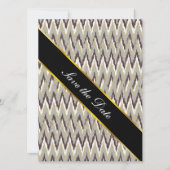 Koffie- en Sage-iKat ZigZag-patroon Save The Date (Voorkant)