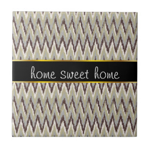 Koffie- en Sage-iKat ZigZag-patroon Tegeltje