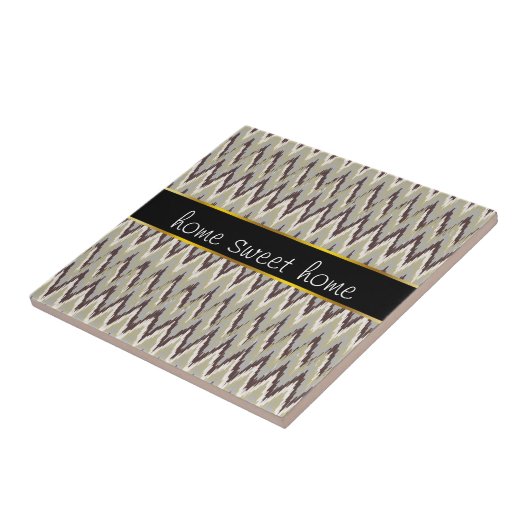 Koffie- en Sage-iKat ZigZag-patroon Tegeltje (Zijkant)