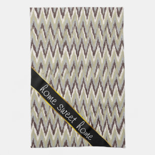 Koffie- en Sage-iKat ZigZag-patroon Theedoek