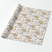 Koffie en Savory Breakfast Bacon | Eieren Patroon Cadeaupapier (Uitgerold)