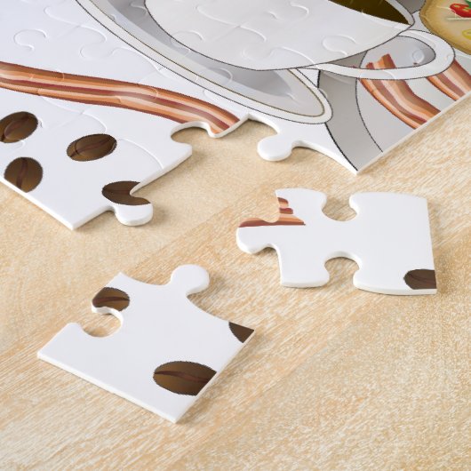 Koffie en Savory Breakfast Bacon | Eieren Patroon Legpuzzel (Zijkant)