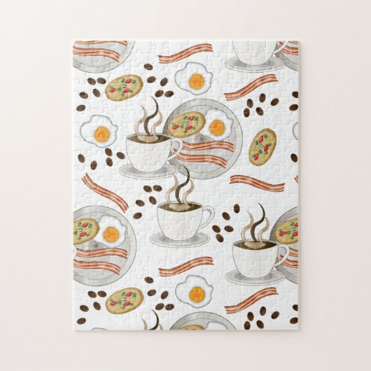 Koffie en Savory Breakfast Bacon | Eieren Patroon Legpuzzel (Verticaal)