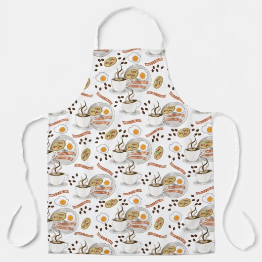 Koffie en Savory Breakfast Bacon | Eieren Patroon Schort (Voorkant)