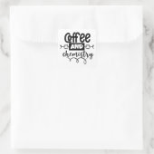 Koffie en scheikunde | Grappige wetenschapsliefheb Vierkante Sticker (Tas)