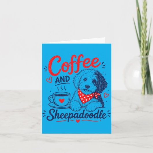 Koffie En Sheepadoodle Moeder Fpirate Held Doggo P Kaart (Voorkant)