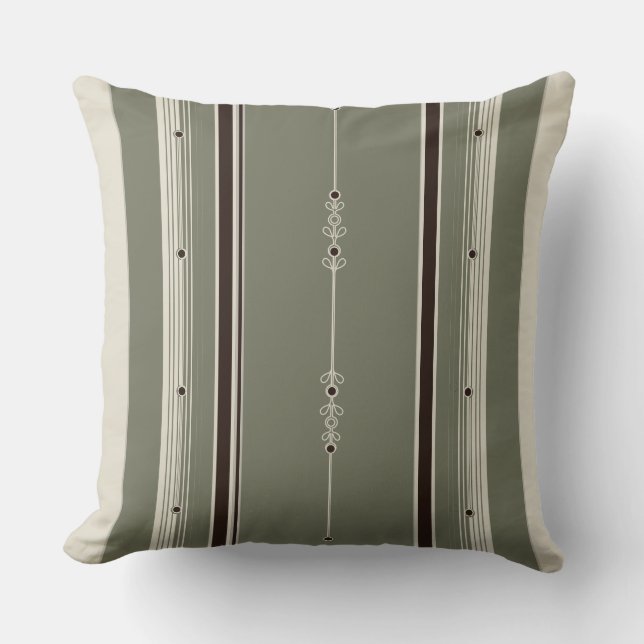 Koffie en Sierkussen van olijfstrepen (Voorkant)