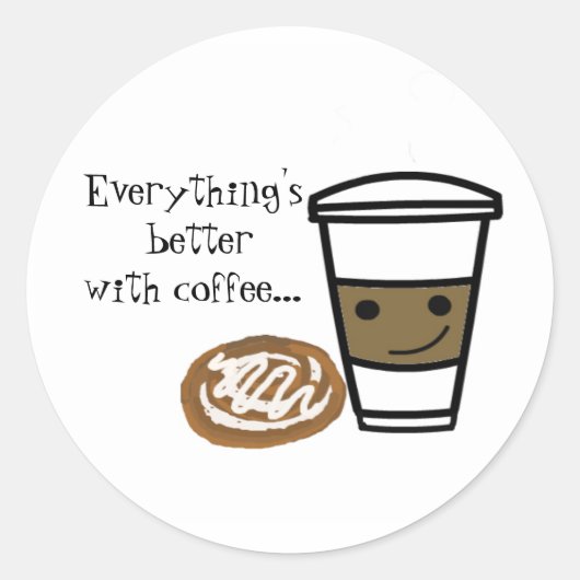 Koffie en snoepjes ronde sticker (Voorkant)