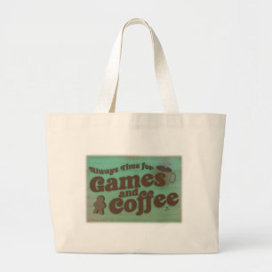 Koffie en spelletjes Tijden Leuke  Stijl Grote Tote Bag