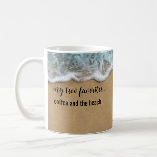 Koffie- en strandthema kust koffiemok (Links)