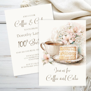 Koffie en Taart 100ste Verjaardag Kaart