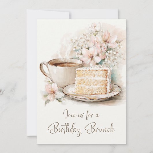 Koffie en taart 21e verjaardag brunch kaart (Voorkant)