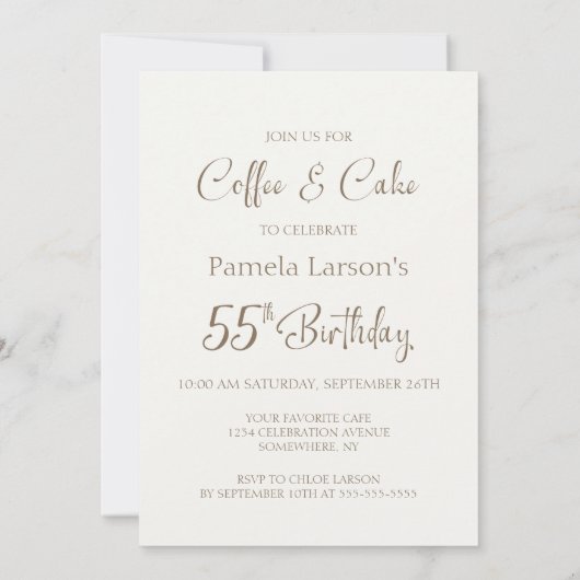 Koffie en taart 55ste verjaardag kaart (Achterkant)