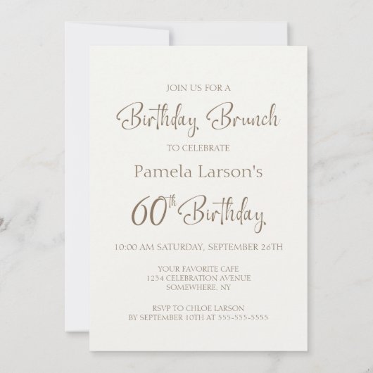 Koffie en taart 60e verjaardag brunch kaart (Achterkant)