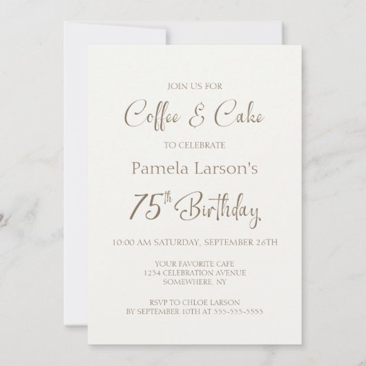 Koffie en taart 75ste verjaardag kaart (Achterkant)