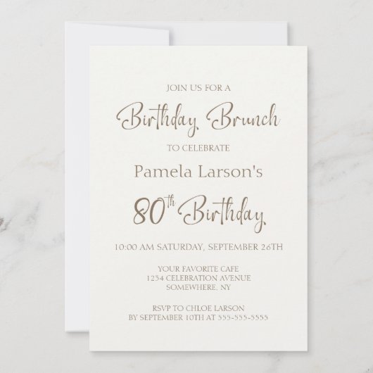 Koffie en taart 80e verjaardag brunch kaart (Achterkant)