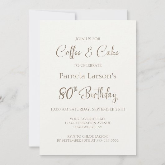 Koffie en taart 80e verjaardag kaart (Achterkant)
