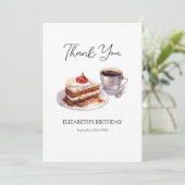Koffie en taart verjaardag bedankkaart (Staand voorkant)