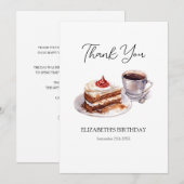 Koffie en taart verjaardag bedankkaart (Voorkant / Achterkant)