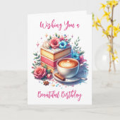 Koffie en taart Verjaardag Kaart (Gele Bloem)