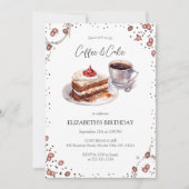 Koffie en taart verjaardagsuitnodiging kaart (Voorkant)