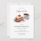 Koffie en taart verjaardagsuitnodiging kaart (Voorkant)