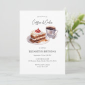 Koffie en taart verjaardagsuitnodiging kaart (Staand voorkant)